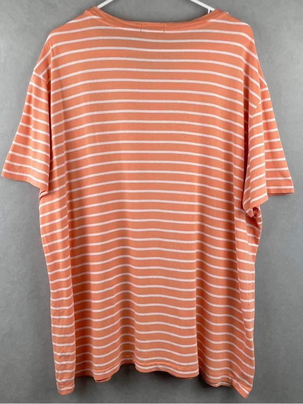 Men's Peach and White Striped Short-Sleeve Tee